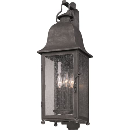 Troy Lighting Larchmont 3 Light Outdoor Wall Sconce with Seedy Glass Aged Pewter