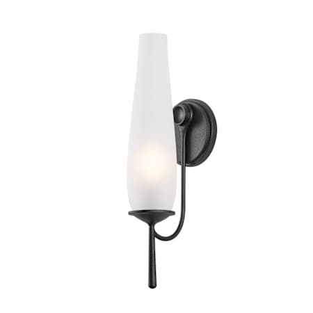Troy Lighting Legacy 18" Tall Wall Sconce with Etched Glass Shade Forged Iron