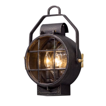 Troy Lighting Point Lookout 2 Light 12.5" Wide Outdoor Wall Sconce with Clear Glass Diffuser Aged Silver with Polished Brass Accents