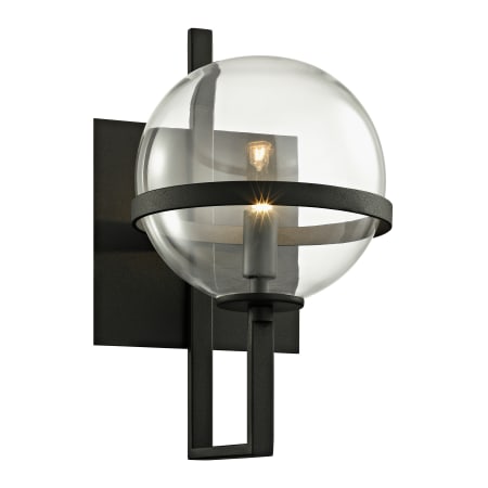 Troy Lighting Elliot Single Light 11-1/2" Tall Wall Sconce with Clear Glass Globe Shade Textured Black