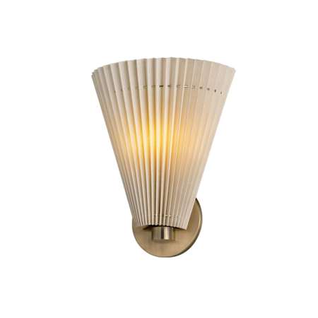 Troy Lighting Dell 12" Tall Wall Sconce with Pleated Faux Silk Shade Patina Brass