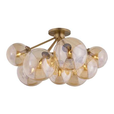 Troy Lighting Santee 9 Light 28" Wide Semi-Flush Globe Ceiling Fixture Patina Brass