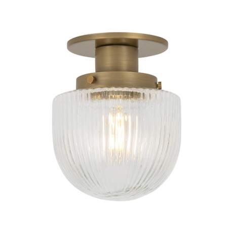 Troy Lighting Jar 6" Wide Semi-Flush Bowl Ceiling Fixture with Optic Glass Shade Patina Brass