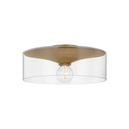 Troy Lighting Killian 16" Wide Semi-Flush Drum Ceiling Fixture with Clear Glass Shade Patina Brass