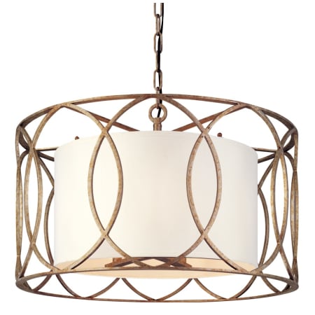 Troy Lighting Sausalito 5 Light Drum Pendant with Fabric Shade Silver Gold