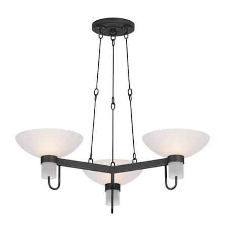 Troy Lighting Arturo 3 Light 30" Wide Chandelier with Etched Matte Glass Shades Textured Bronze