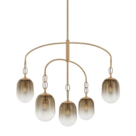 Troy Lighting Harvey 5 Light 42" Wide Chandelier with Ombre Topaz Glass Shades Patina Brass