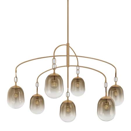 Troy Lighting Harvey 7 Light 59" Wide Chandelier with Ombre Topaz Glass Shades Patina Brass