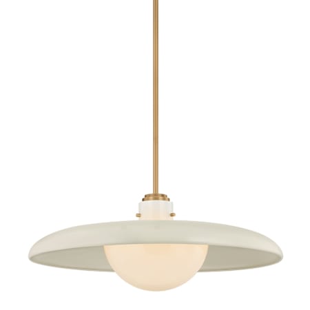 Troy Lighting Gustavo 28" Wide Pendant Patina Brass / Off-White