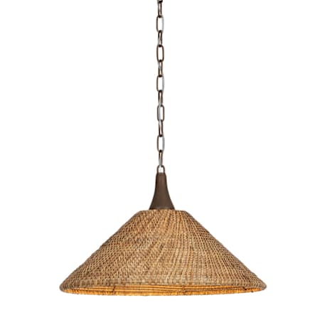 Troy Lighting Kenzo 21" Wide Pendant with Natural Woven Wicker Shade Bronze Leaf