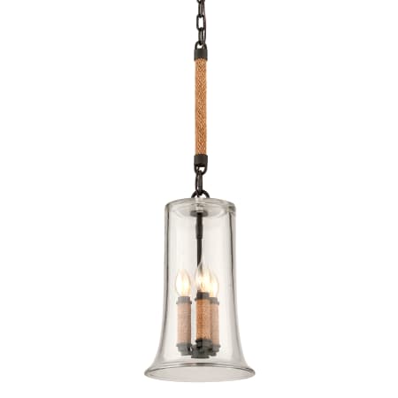 Troy Lighting Pier 39 9" Wide Three Light Pendant with Natural Rope Accents Shipyard Bronze
