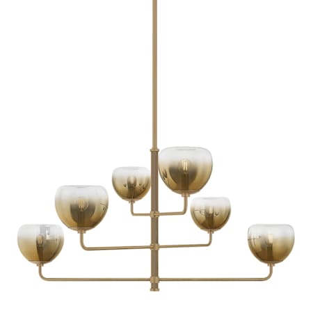 Troy Lighting August 6 Light 45" Wide Chandelier with Bronze Ombre Plated Glass Shades Patina Brass