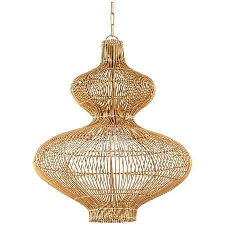 Troy Lighting Irvine 28" Wide Rattan Pendant Patina Brass