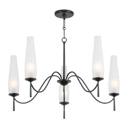 Troy Lighting Legacy 5 Light 36" Wide Chandelier with Etched Glass Shades Forged Iron