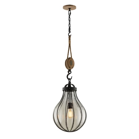 Troy Lighting Murphy 1 Light 13.5" Wide Hand Worked Pendant with Seeded Glass Shade Vintage Iron