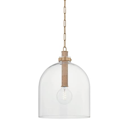 Troy Lighting Kori 16" Wide Pendant with Clear Glass Shade Patina Brass
