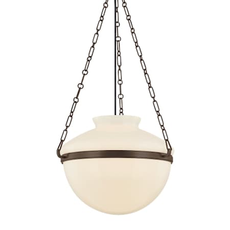 Troy Lighting Paradigm 19" Wide Pendant with Glossy Opal Glass Shade Bronze