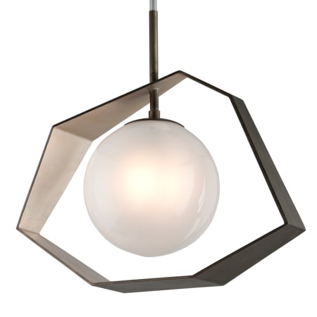 Troy Lighting Origami Single Light 26" Wide 2700K LED Pendant with Frosted Glass Shade Graphite / Silver Leaf