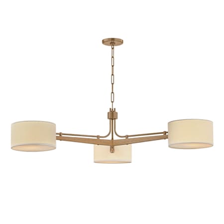 Troy Lighting Mailo 3 Light 50" Wide Chandelier with Linen Shades Patina Brass