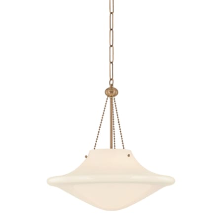 Troy Lighting Era 18" Wide Pendant with Glossy Opal Glass Shade Patina Brass