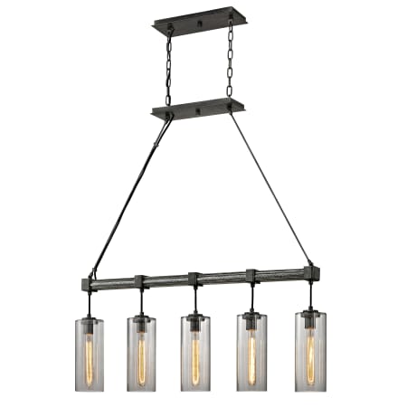 Troy Lighting Union Square 5 Light 42-1/4" Wide Linear Chandelier with Glass Shades Graphite