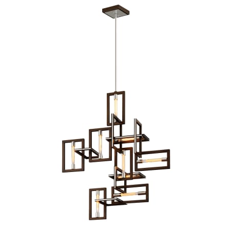 Troy Lighting Enigma 9 Light 47" Wide Abstract Chandelier Bronze / Polished Stainless Steel