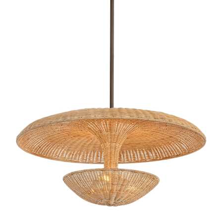 Troy Lighting Draco 3 Light 30" Wide Abstract Pendant Bronze Leaf