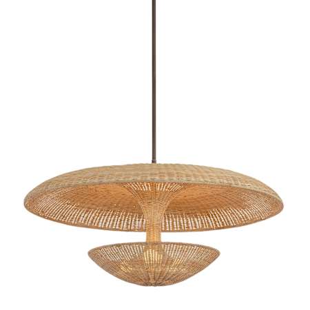 Troy Lighting Draco 3 Light 40" Wide Abstract Pendant Bronze Leaf