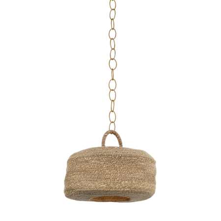 Troy Lighting Ferrando 15" Wide Pendant with Natural Woven Seagrass Shade Patina Brass