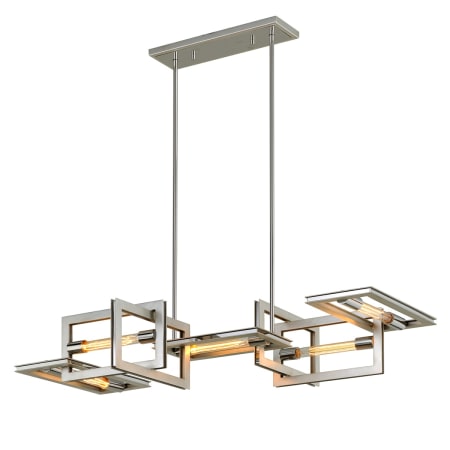 Troy Lighting Enigma 5 Light 44" Wide Chandelier Silver Leaf with Stainless Accents