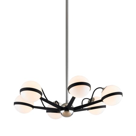 Troy Lighting Ace 6 Light 28" Wide Chandelier Carbide Black with Polished Nickel Accents