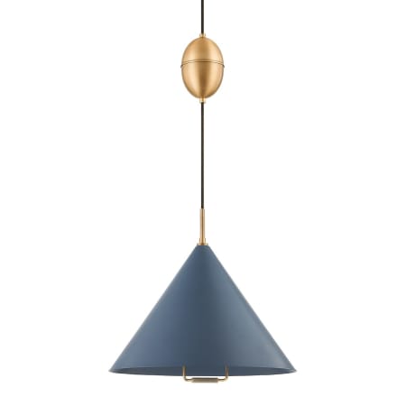 Troy Lighting Fontana 18" Wide Pendant Patina Brass / Slate Blue