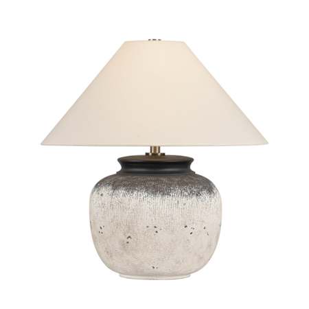 Troy Lighting Unearthed 23" Tall Vase Table Lamp with Linen Shade Patina Brass / Ceramic Flamed White