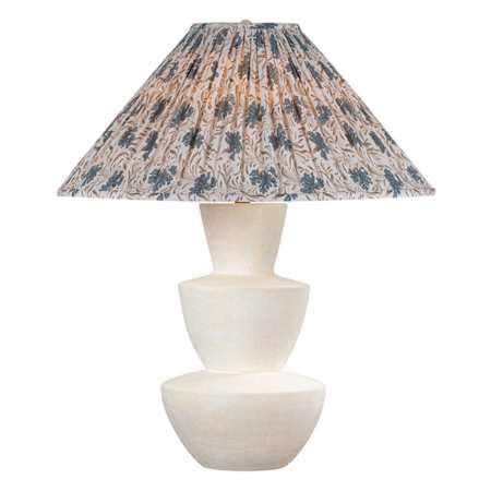 Troy Lighting Kamas 27" Tall LED Vase Table Lamp with Bloom Slate Shade Patina Brass / Ceramic Ivory Texture