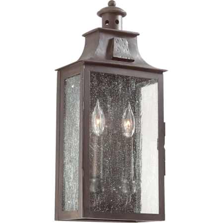 Troy Lighting Newton 2 Light 20" Tall Outdoor Wall Sconce with Seedy Glass Soft Off Black