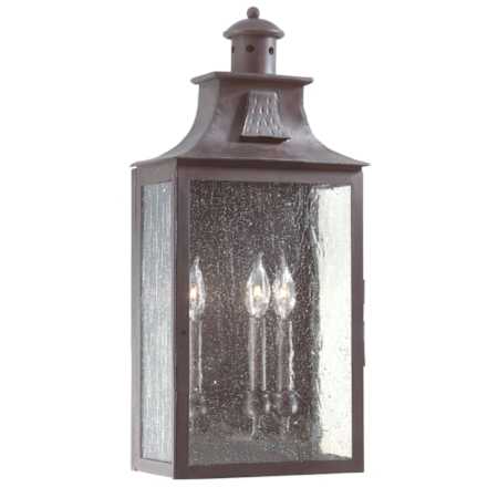 Troy Lighting Newton 3 Light 24" Tall Outdoor Wall Sconce with Seedy Glass Soft Off Black