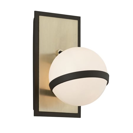 Troy Lighting Ace Single Light 9" Tall Wall Sconce with Globe Glass Shade Textured Bronze and Brushed Brass