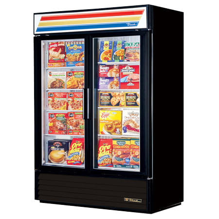 True 49 Cu. Ft. Glass Swing Door Merchandiser Freezer Black