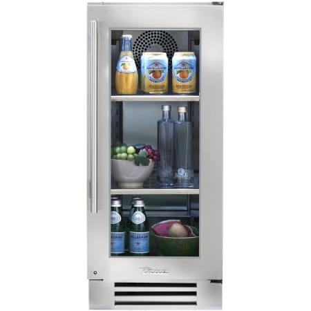 True Residential 15 Inch Wide 3.1 Cu. Ft. Energy Star Certified Compact Freezerless Refrigerator with LED Lighting and UV Tinted Glass Door Stainless Steel