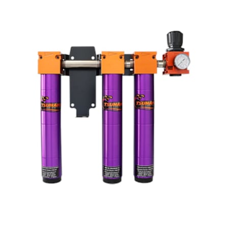 Tsunami Compressed Air Filtration Package #6 - 1/2" Water Separator, Oil Coalescing Filter, Activated Carbon and Regulator (50 CFM) (Right To Left Flow Direction) N/A