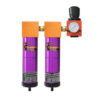 Tsunami Compressed Air Filtration Package #4 - 1/4" Water Separator, Oil Coalescing Filter and Regulator (20 CFM) N/A