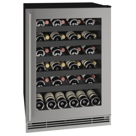 U-Line 1 Class 24 Inch Wide 48 Bottle Capacity Built-In / Free Standing Wine Cooler with Low-E Glass Door and LED Lighting Stainless Steel