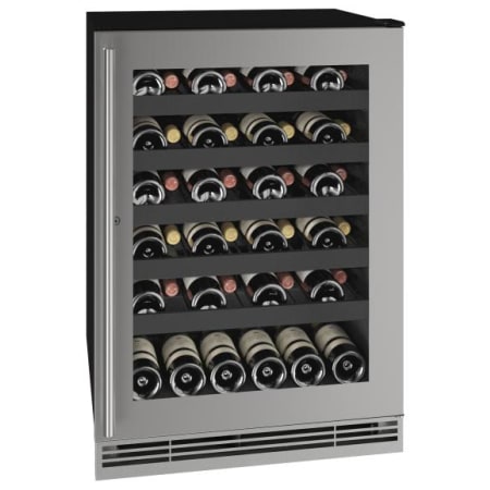 U-Line 1 Class 24 Inch Wide 48 Bottle Capacity Built-In / Free Standing Wine Cooler with Low-E Glass Door, Door Lock, and Reversible Door Stainless Steel