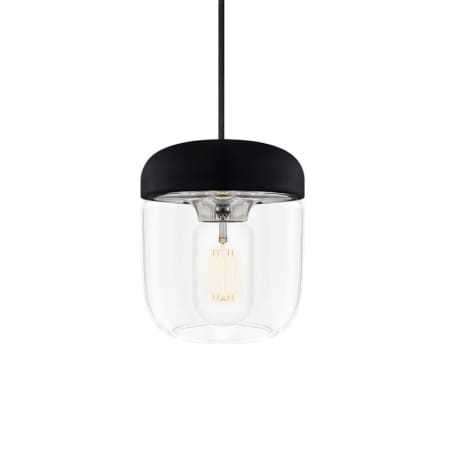 UMAGE Acorn 5.5" Wide Single Light LED Pendant Polished Steel with Black Canopy