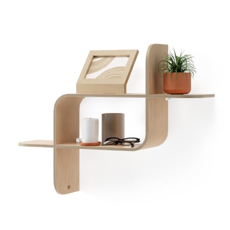 Umbra Montage 18-1/2" x 6" Rubberwood Display Shelf Natural