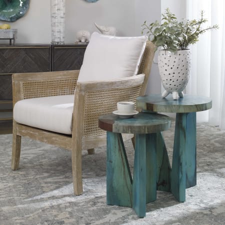 Uttermost Nadette 2 Piece Wood Nesting Table Set Rich Blue-Green