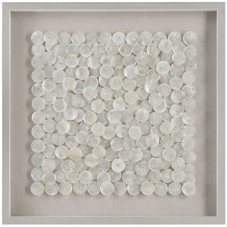 Uttermost Roxas 32" Square Contemporary Coastal Capiz Shell Shadow Box Brushed Silver / Capiz