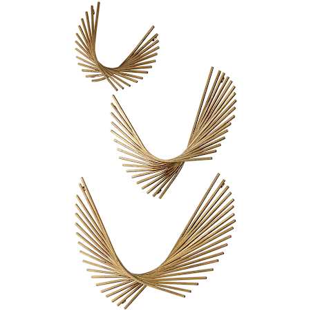 Uttermost Choreograph 17" Tall Iron Abstract Sculpture - Set of 3 Gold