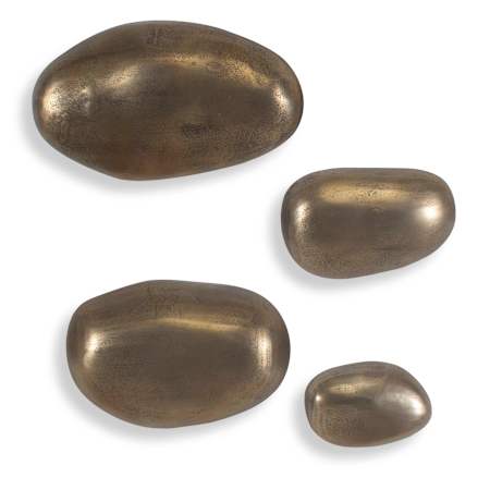 Uttermost Set In Stone 4" Tall Aluminum Minerals and Rocks Wall Art Set of 4 Antique Brass