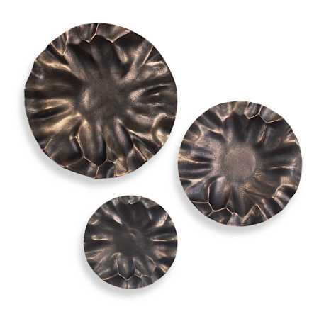 Uttermost Peonia 20" Tall Aluminum Patterns and Designs Wall Art Set of 3 Golden Dark Bronze